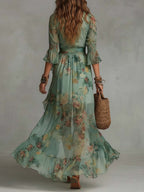 Aurora – Boho Floral Maxi Dress with a Romantic Asymmetrical Hem