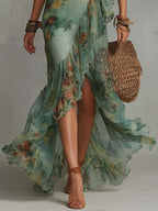 Aurora – Boho Floral Maxi Dress with a Romantic Asymmetrical Hem