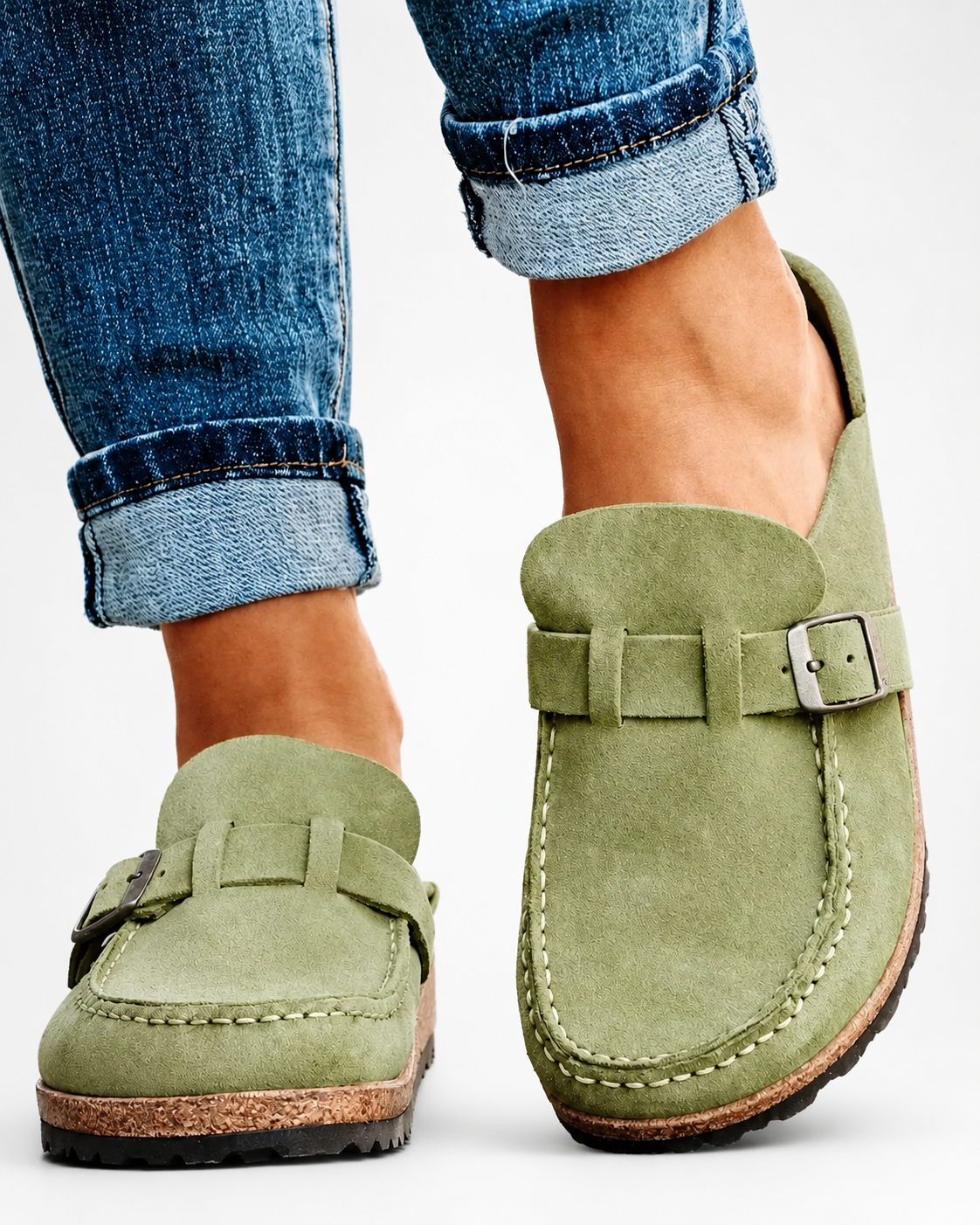 The Everyday Suede Buckle Mule