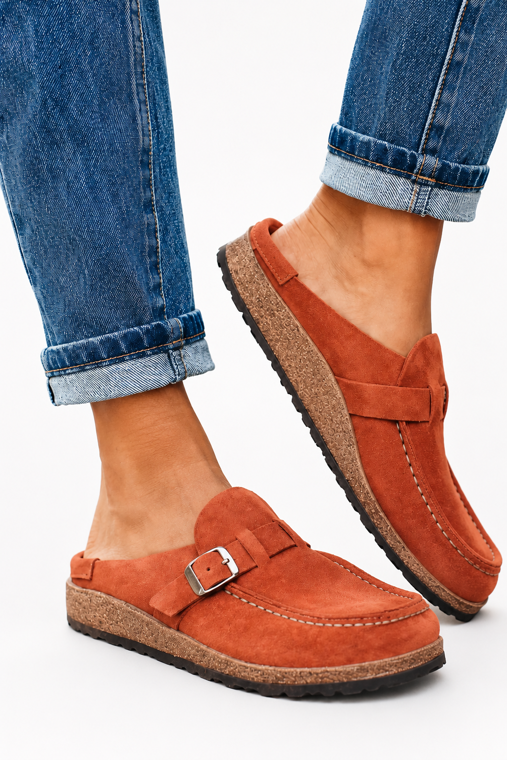 The Everyday Suede Buckle Mule