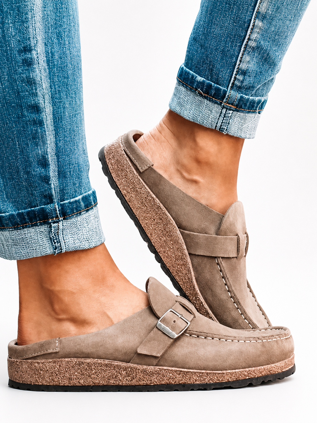 The Everyday Suede Buckle Mule