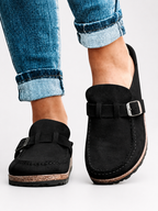 The Everyday Suede Buckle Mule
