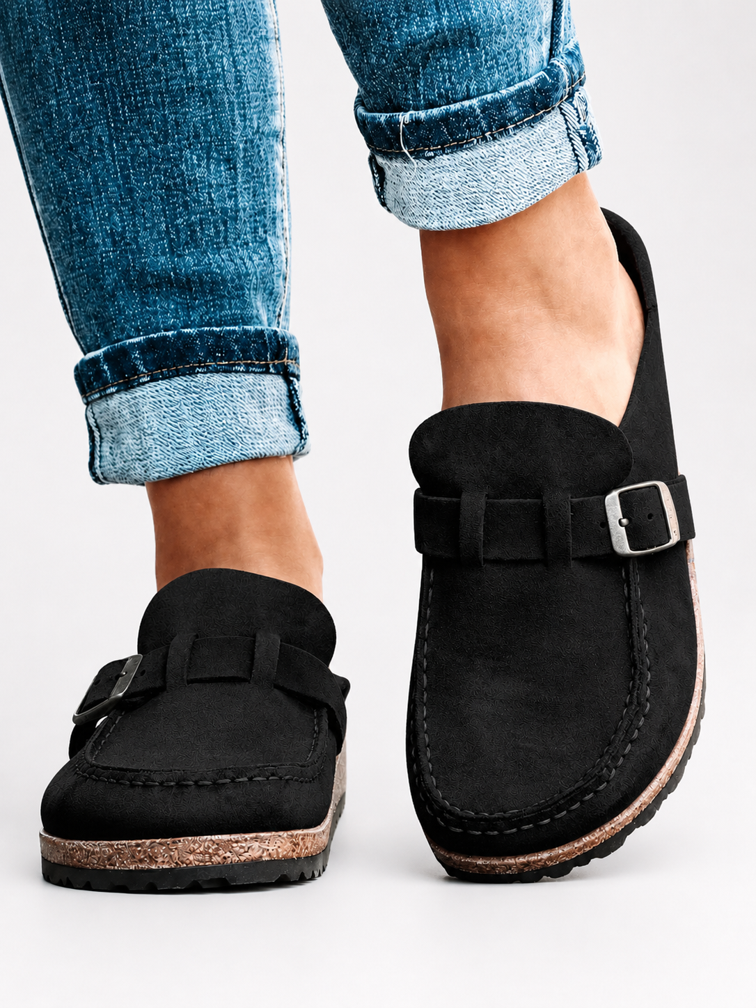 The Everyday Suede Buckle Mule