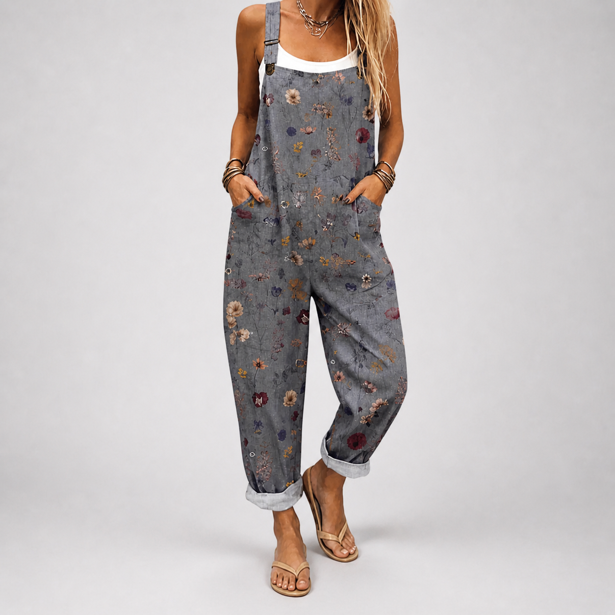 Charcoal Bloom Relaxed Jumpsuit