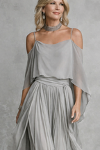 Isabela | Elegant Grey Chiffon Co-Ord Set