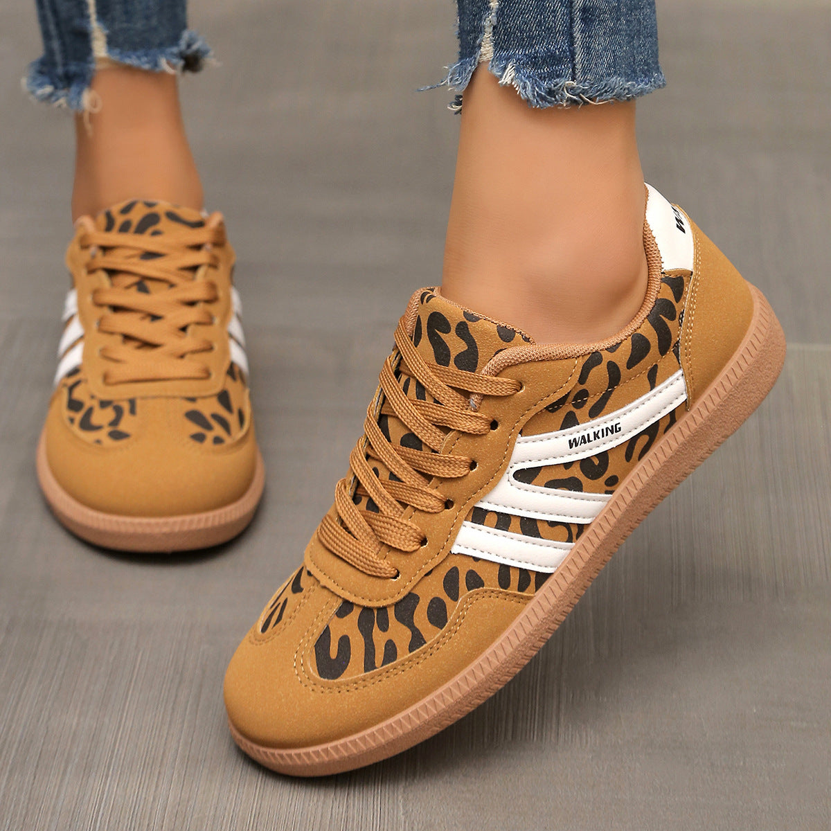 Leopard print Deliza orthopaedic trainers