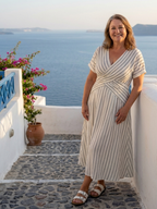 Cressida | V Neck Short Sleeve Waist Midi Dress