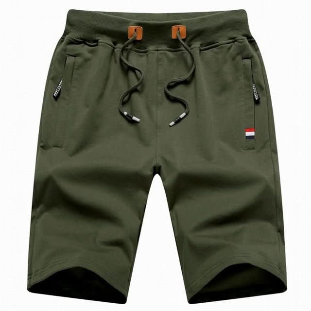 Green cotton-blend shorts