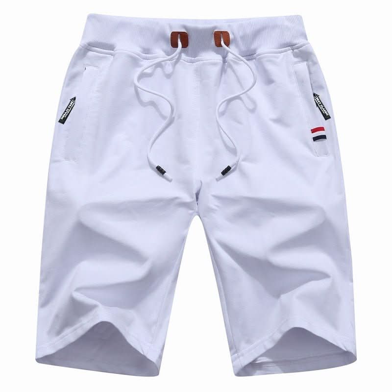 White cotton-blend shorts