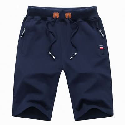 Navy cotton-blend shorts