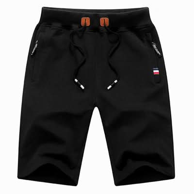 Black cotton-blend shorts