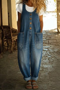 Celine - Premium Washed Cotton Denim Overalls