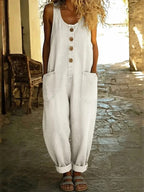 Celine - Premium Washed Cotton Denim Overalls