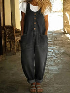 Celine - Premium Washed Cotton Denim Overalls