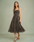 Floral Black A-Line Slip Dress