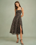 Floral Black A-Line Slip Dress