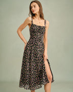 Floral Black A-Line Slip Dress