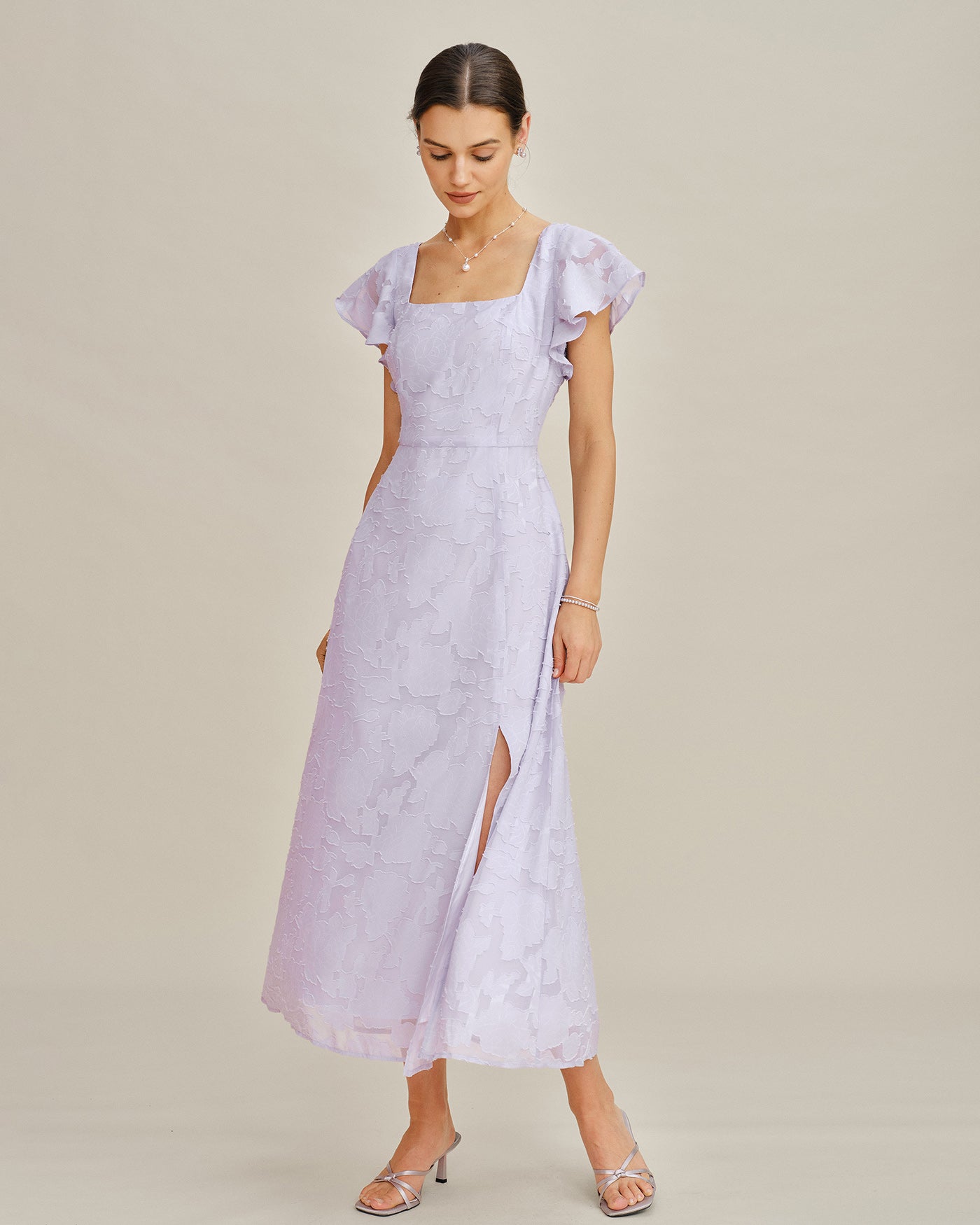 Floral Square Neck Occasion Dress