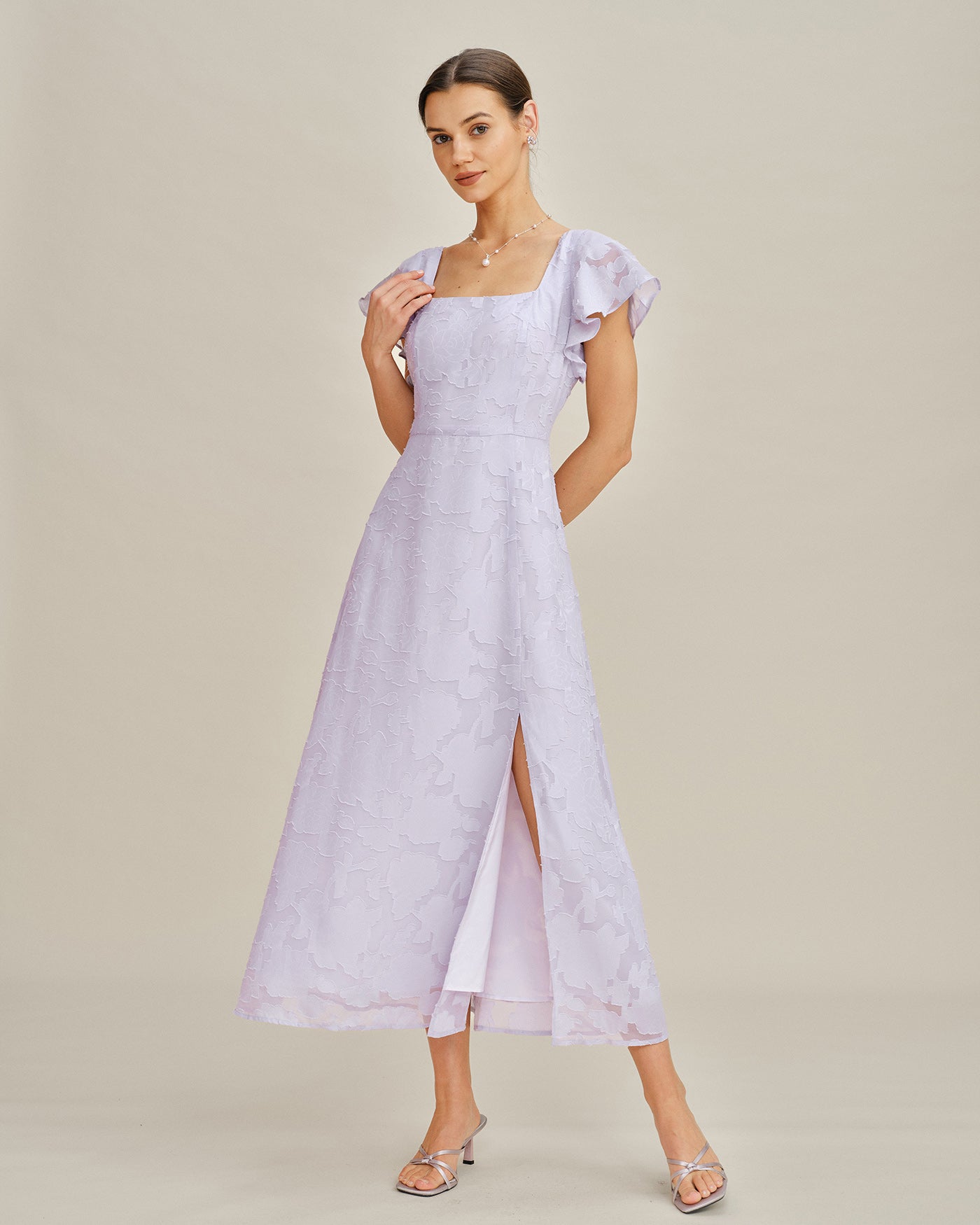 Floral Square Neck Occasion Dress