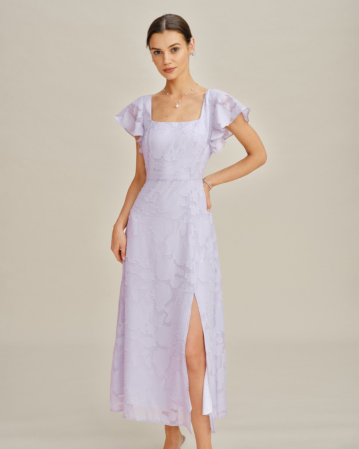 Floral Square Neck Occasion Dress